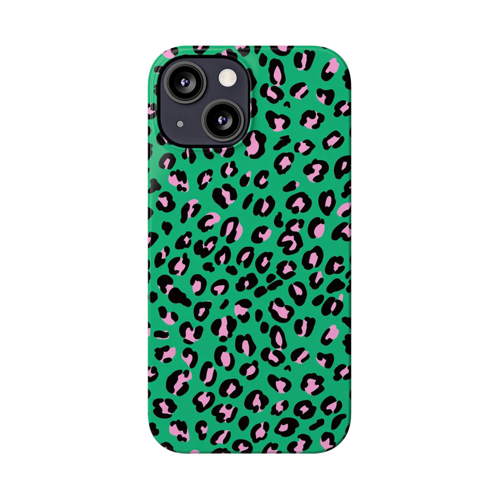 Green & Pink Leopard — Slim iphone Case