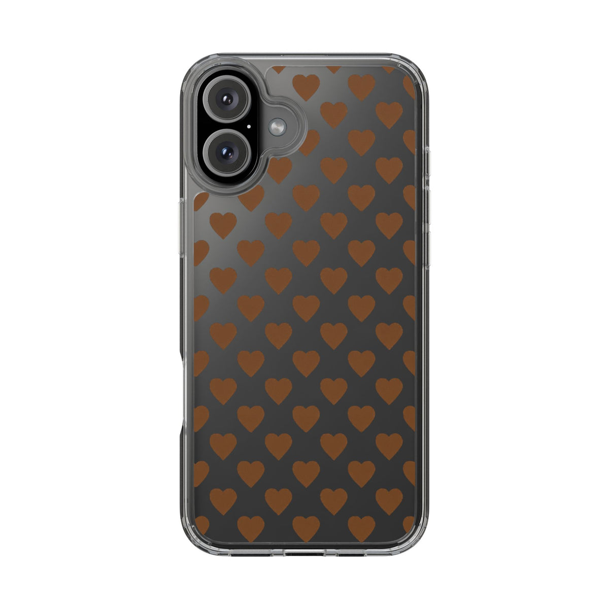 Brown Heart Pattern — Clear Phone Case