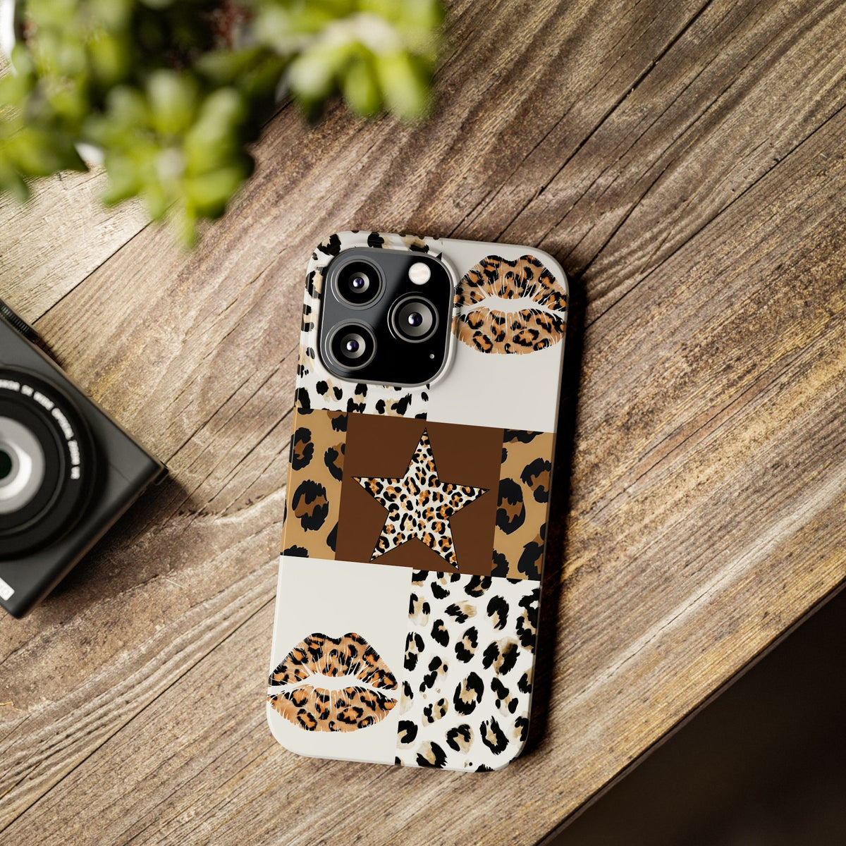 Leopard Kiss Patchwork—  Slim iphone Case