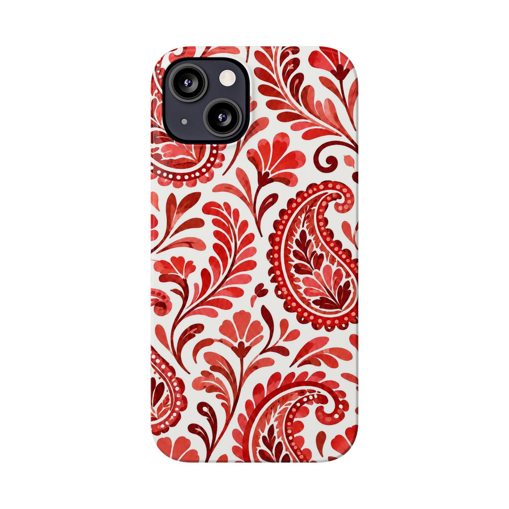 Red Paisley Pattern — Slim iphone Case