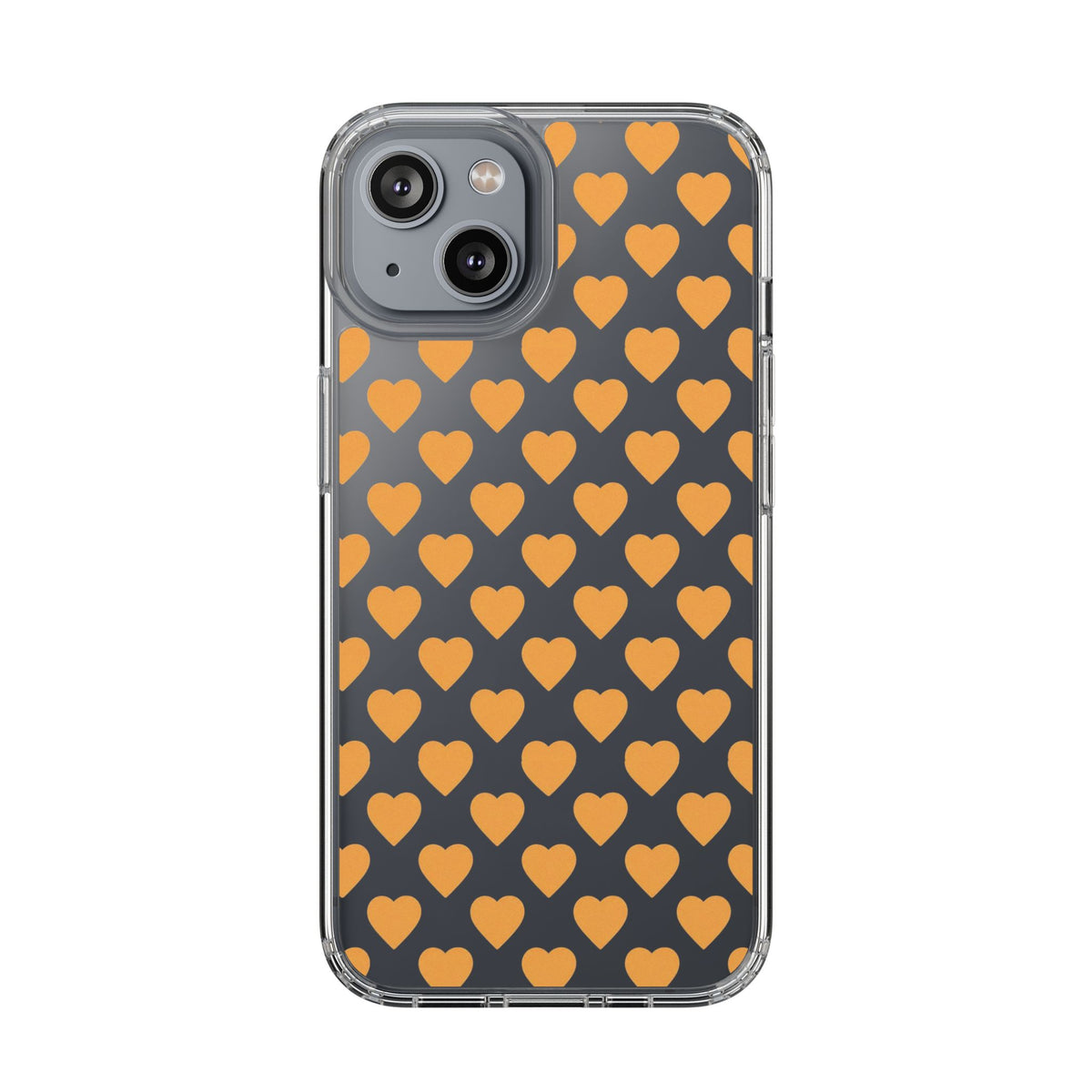 Orange Heart Pattern— Clear Phone Case