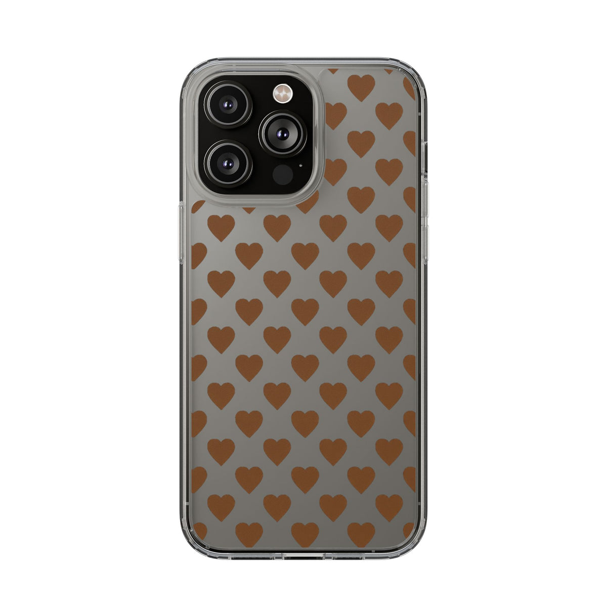 Brown Heart Pattern — Clear Phone Case