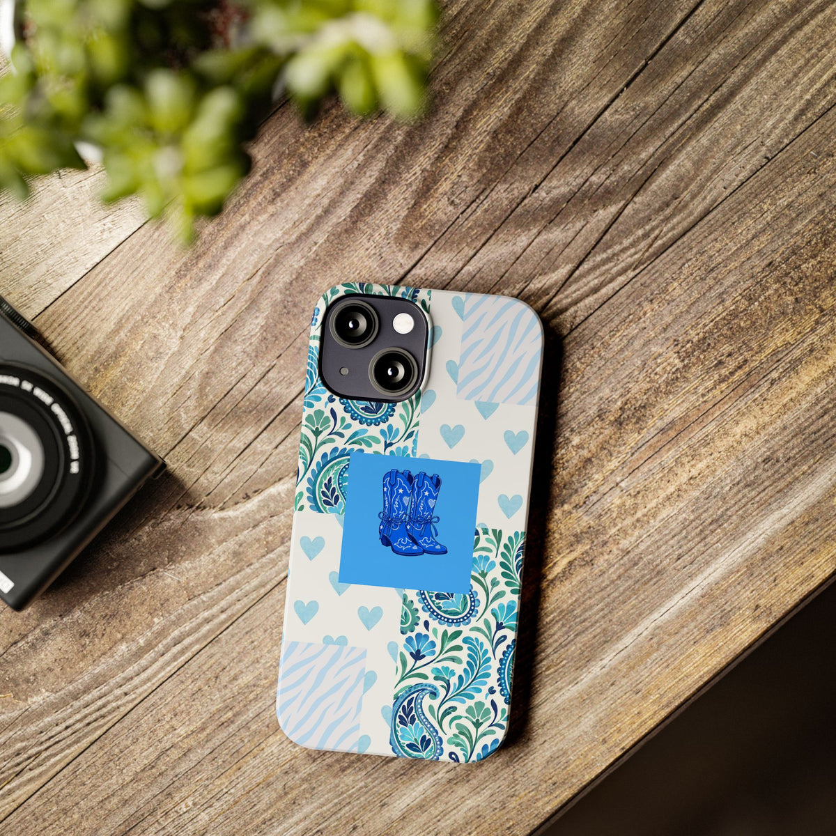 Blue Boot Multi Pattern  – Slim iphone Case