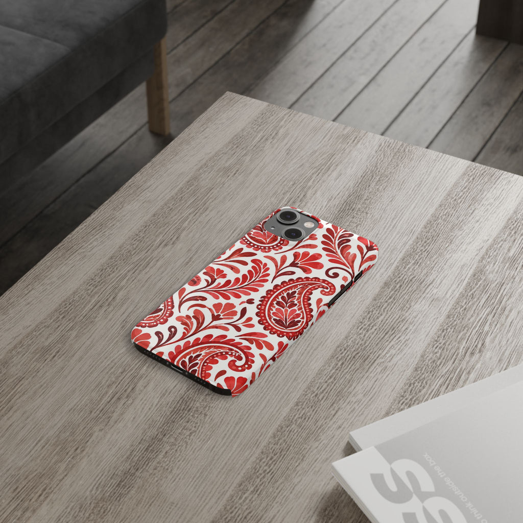 Red Paisley Pattern — Slim iphone Case