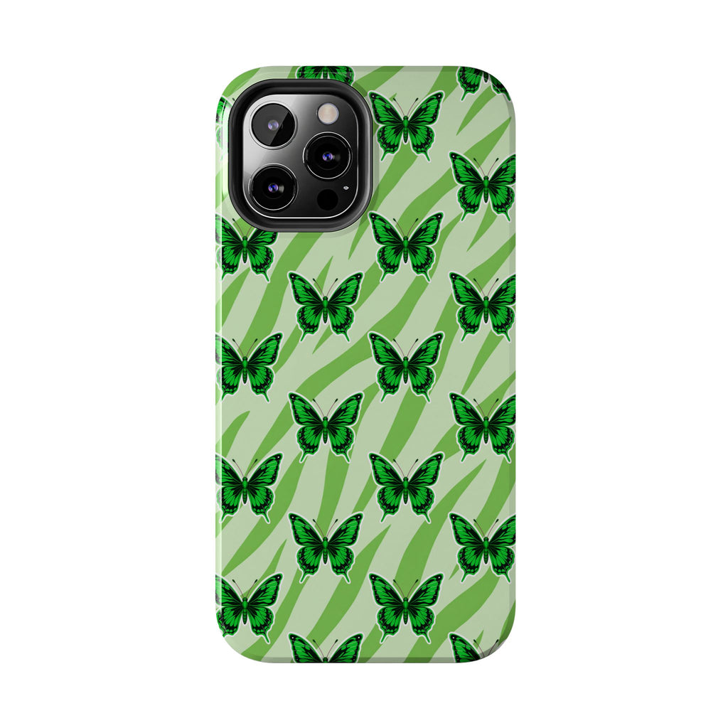 Green Butterfly and Zebra —Tough Phone Case
