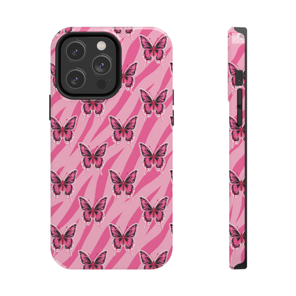 Pink Butterfly and Zebra— Tough Phone Case