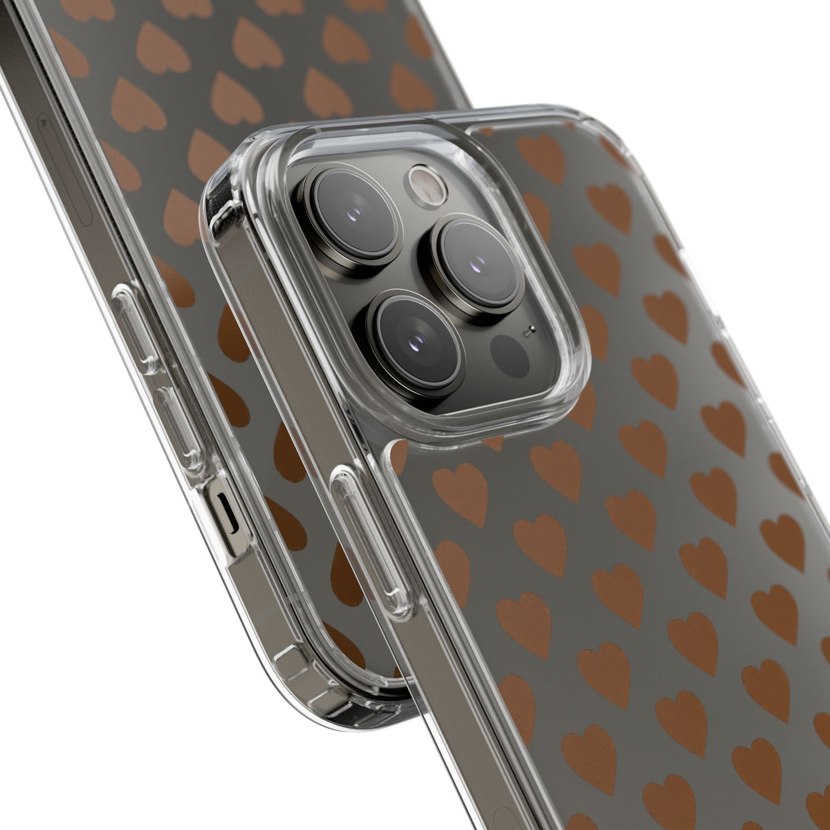 Brown Heart Pattern — Clear Phone Case