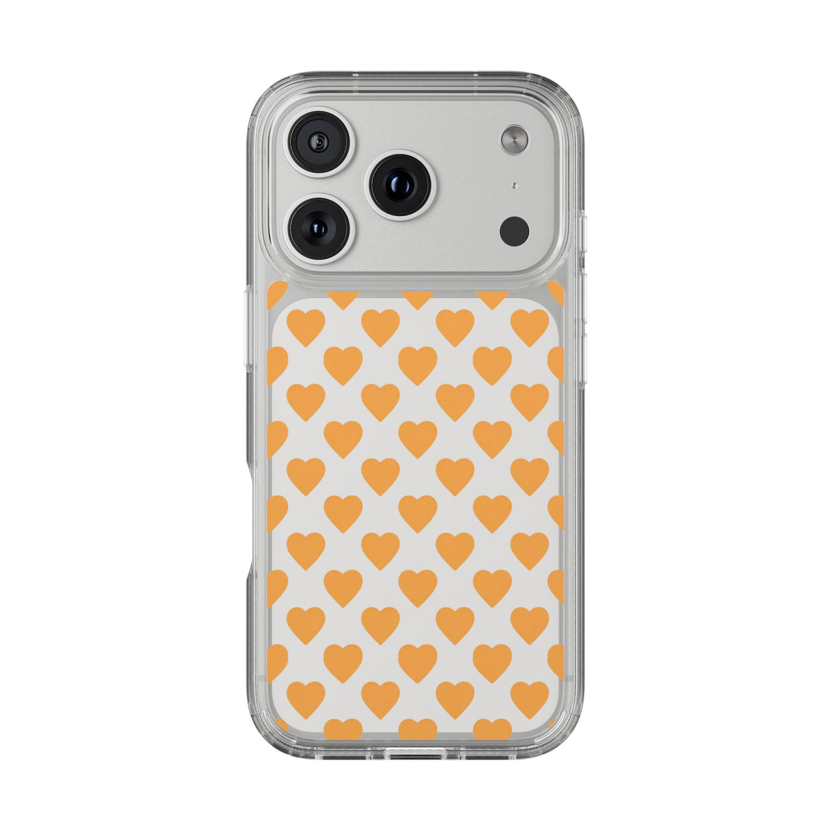 Orange Heart Pattern— Clear Phone Case