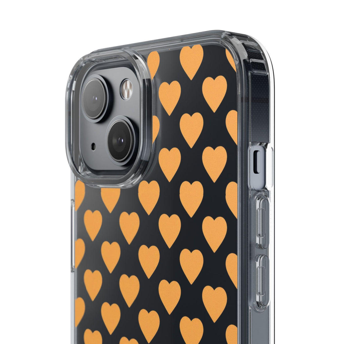 Orange Heart Pattern— Clear Phone Case