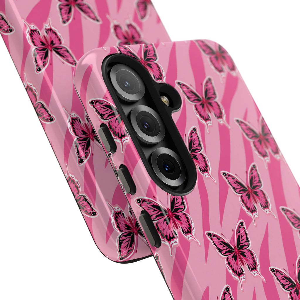 Pink Butterfly and Zebra— Tough Phone Case
