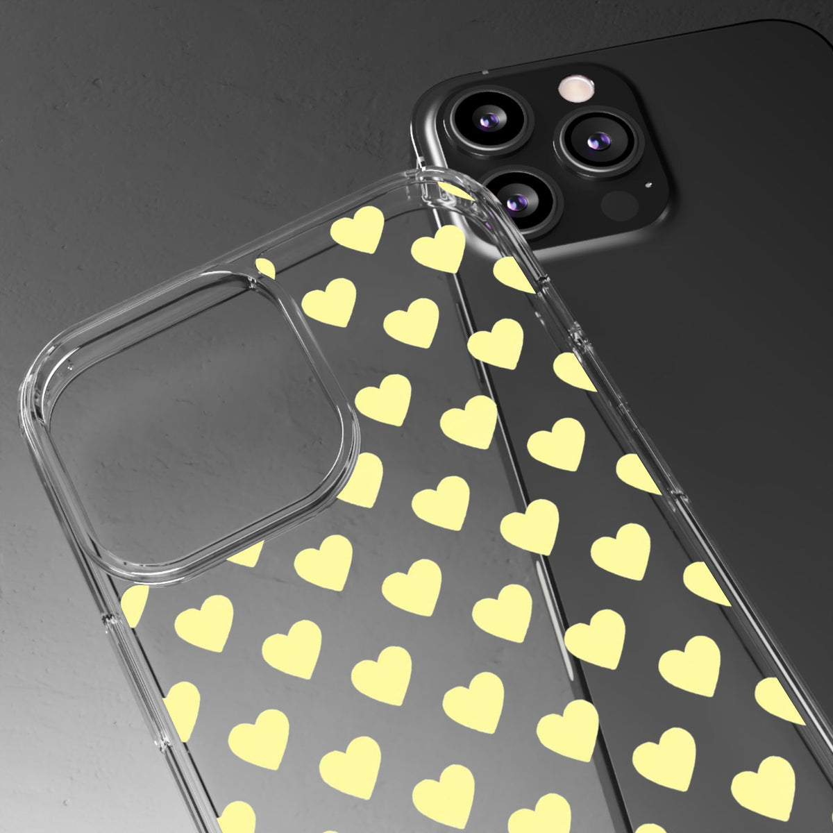 Yellow Heart Pattern — Clear Phone Case