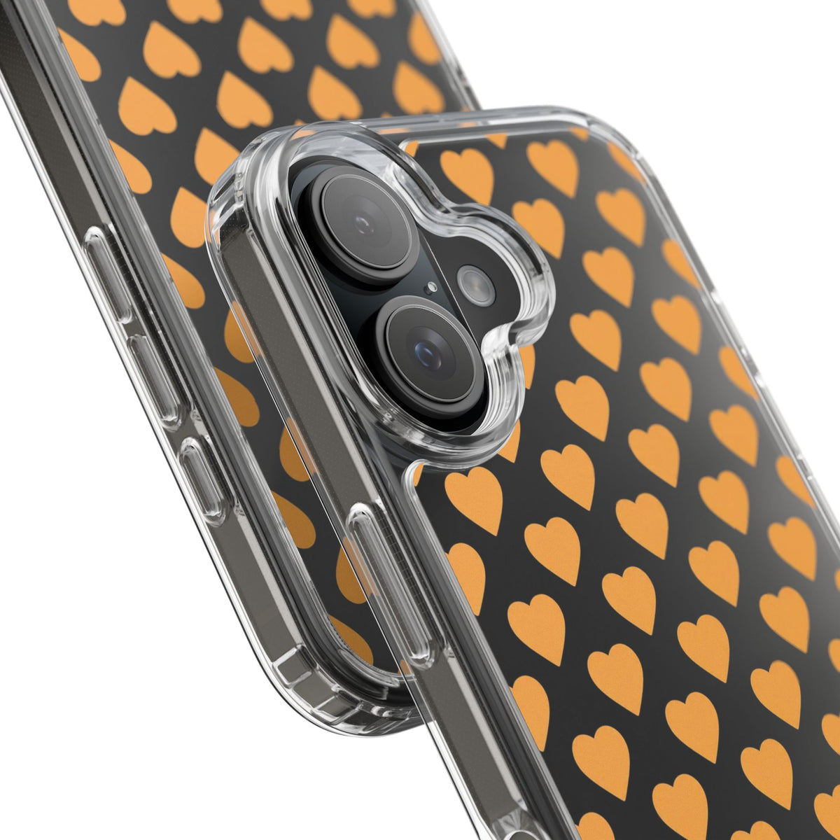 Orange Heart Pattern— Clear Phone Case