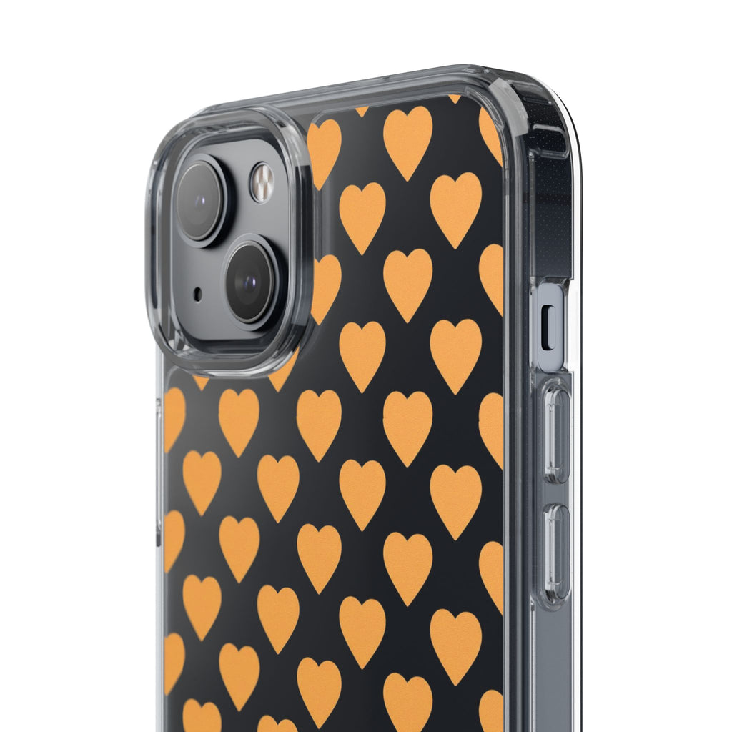 Orange Heart Pattern— Clear Phone Case