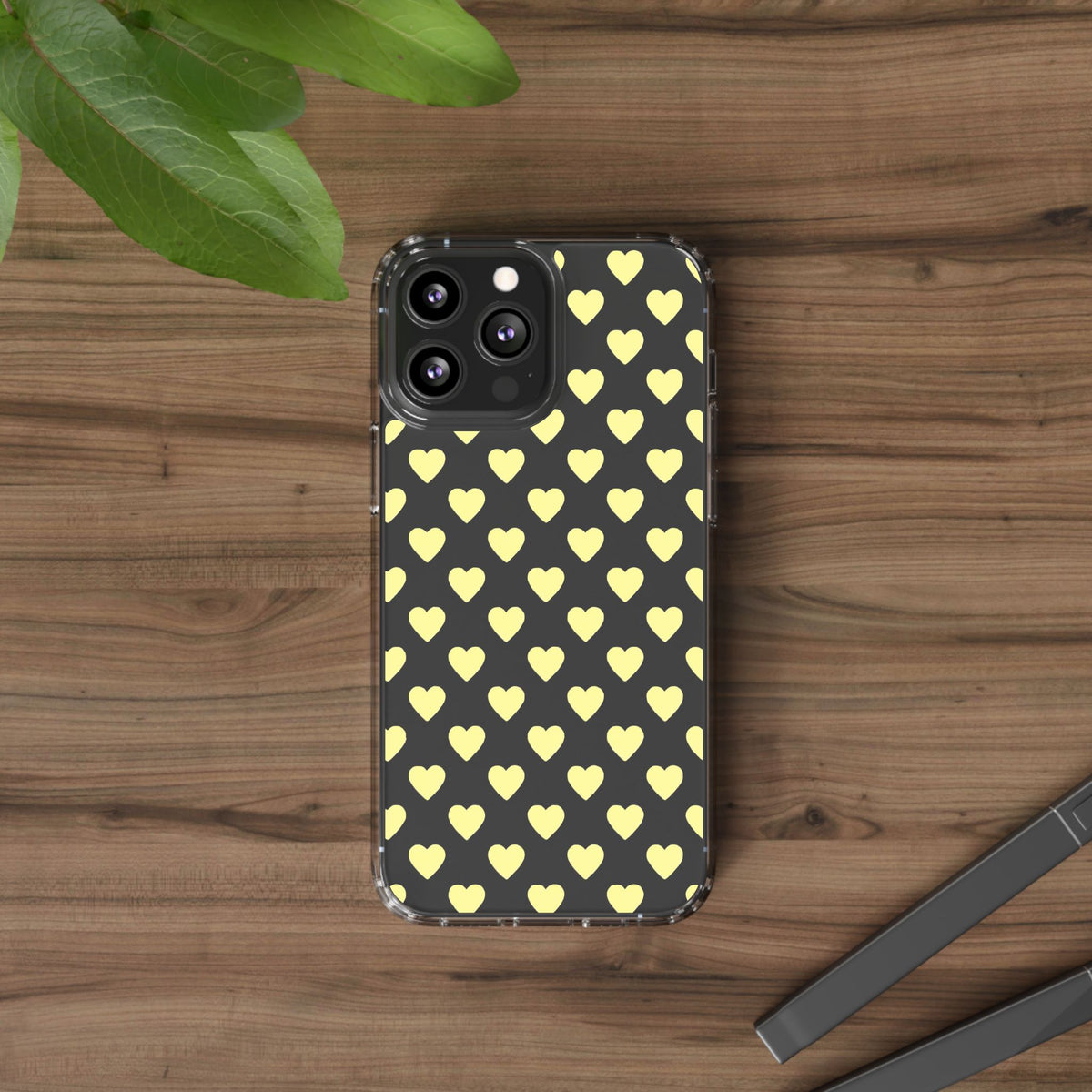 Yellow Heart Pattern — Clear Phone Case