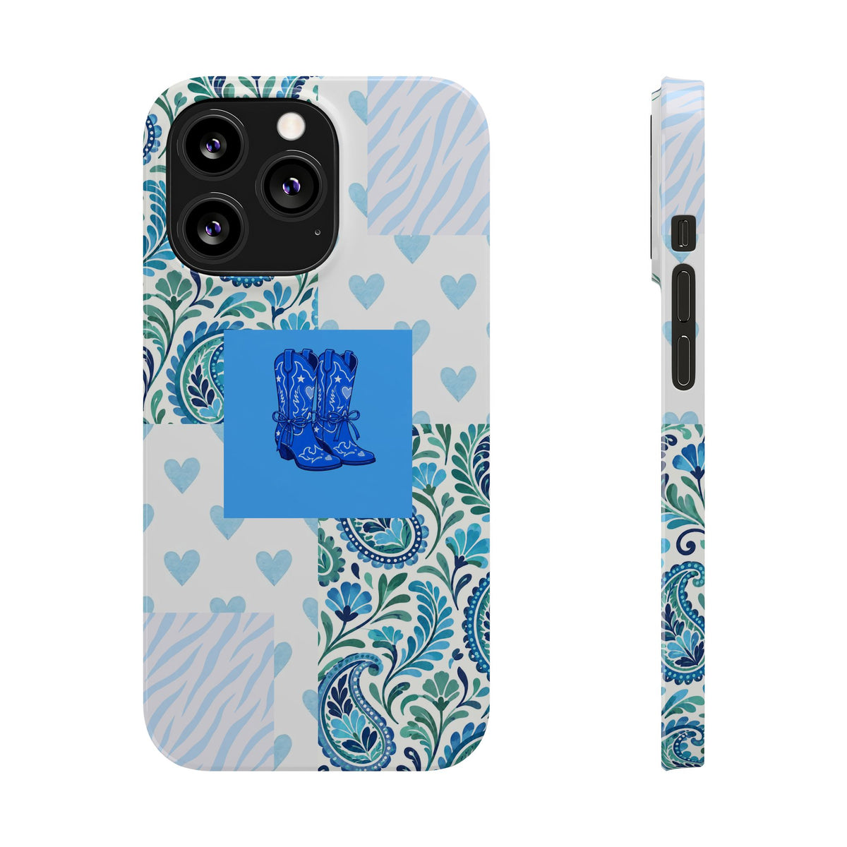 Blue Boot Multi Pattern  – Slim iphone Case