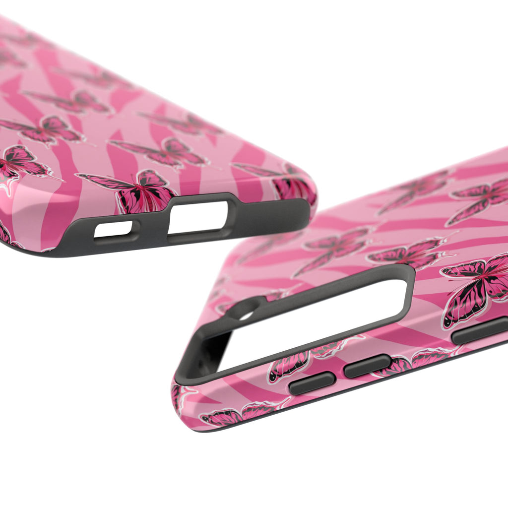 Pink Butterfly and Zebra— Tough Phone Case