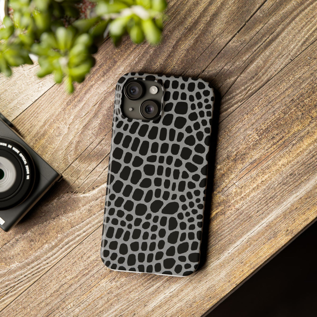 Black & Grey Gator - Slim iphone Case