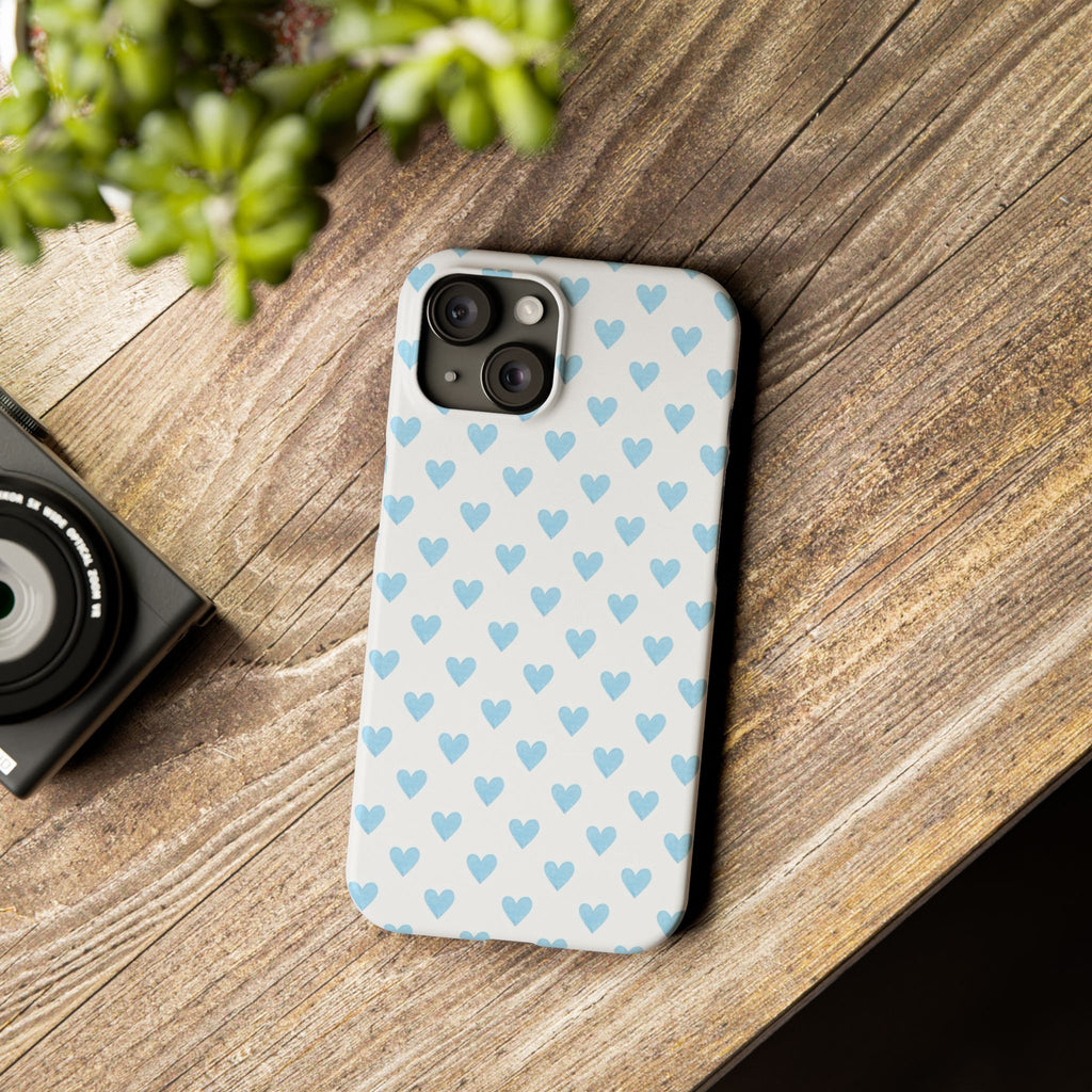 Blue Heart Pattern - Slim iphone Case