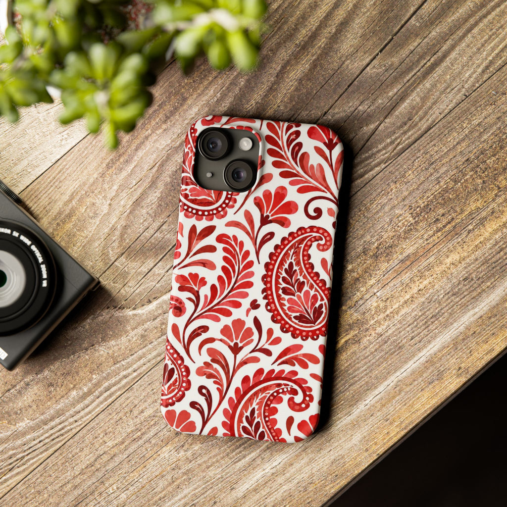 Red Paisley Pattern — Slim iphone Case