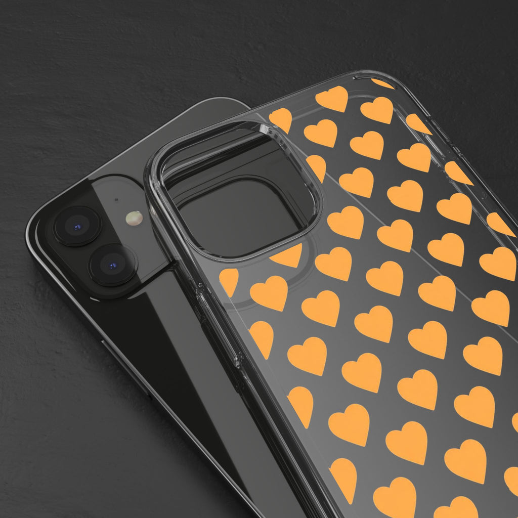 Orange Heart Pattern— Clear Phone Case