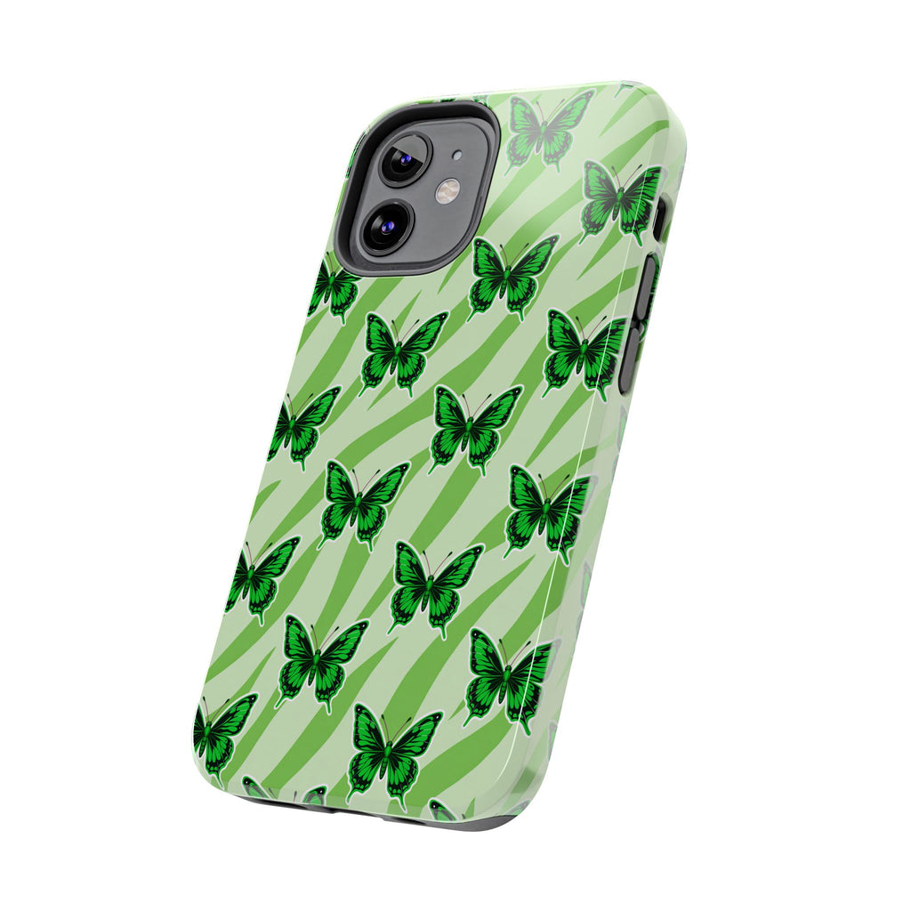 Green Butterfly and Zebra —Tough Phone Case