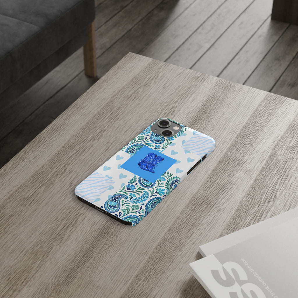 Blue Boot Multi Pattern  – Slim iphone Case