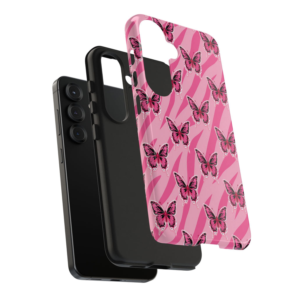 Pink Butterfly and Zebra— Tough Phone Case