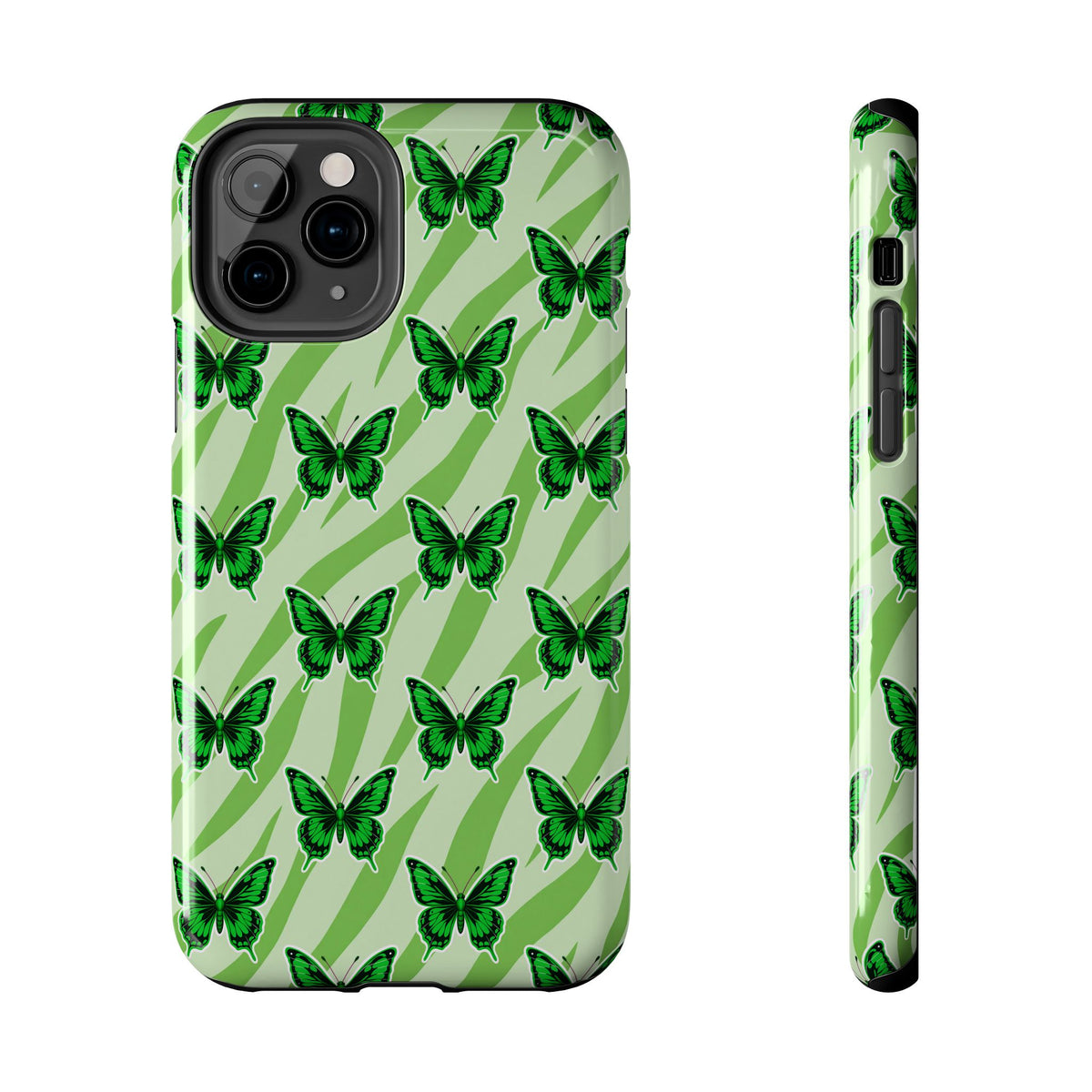 Green Butterfly and Zebra —Tough Phone Case
