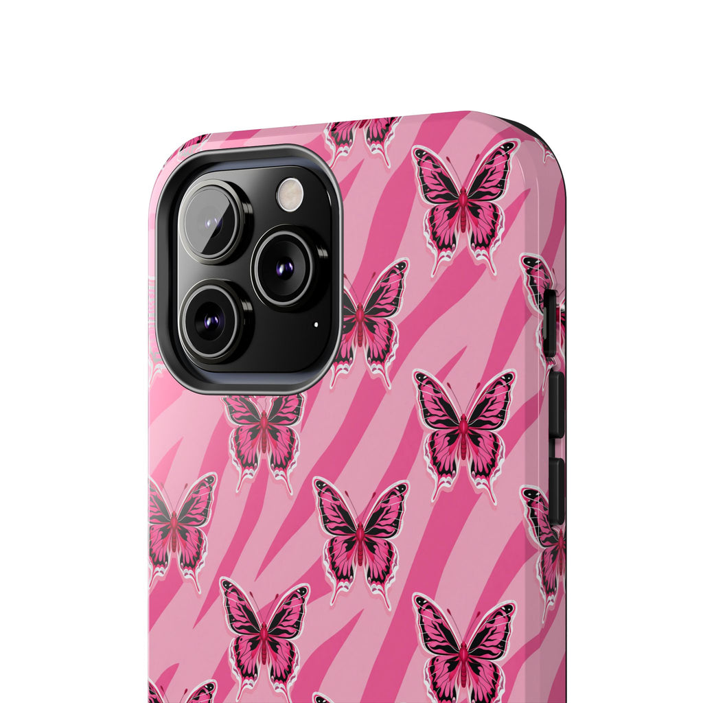 Pink Butterfly and Zebra— Tough Phone Case