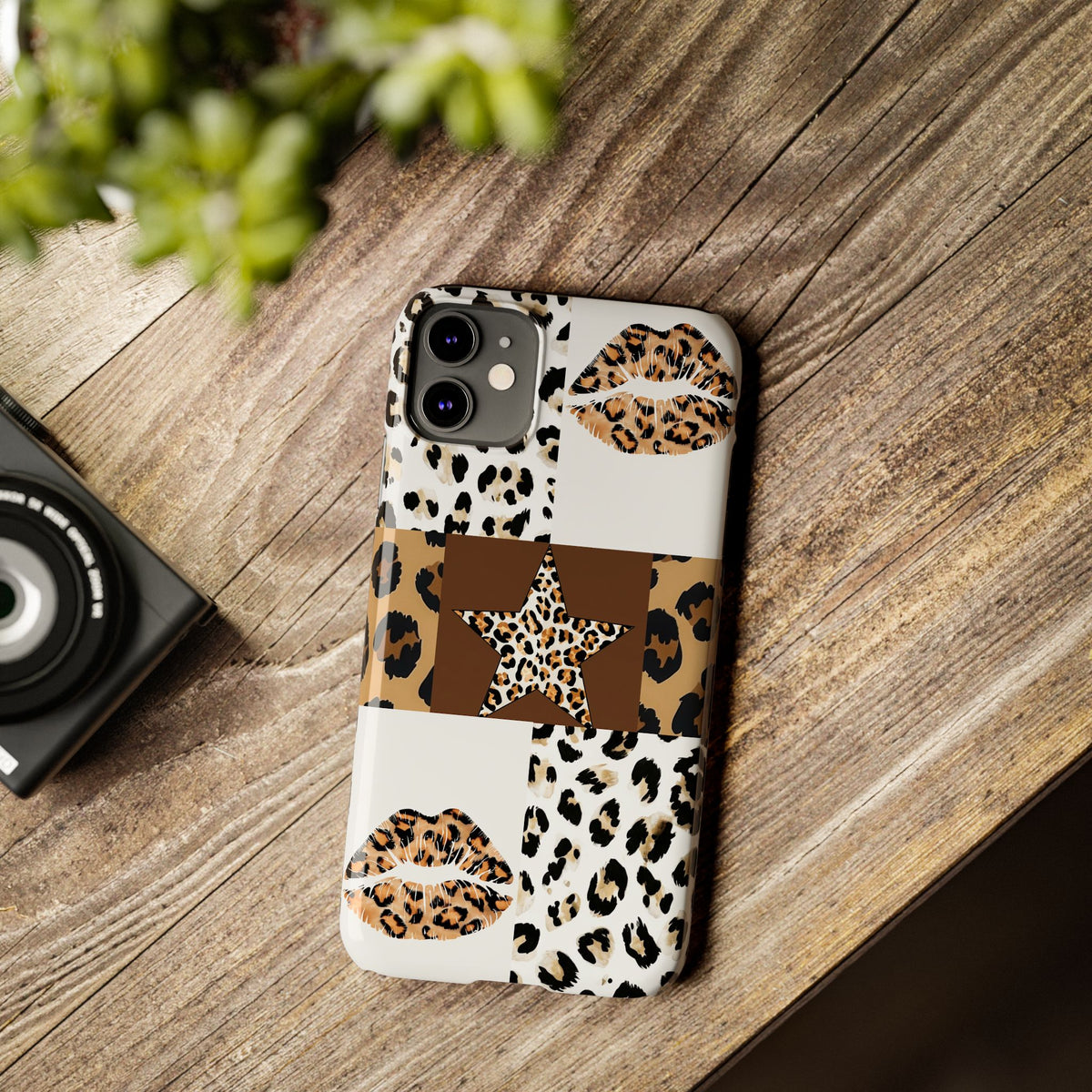 Leopard Kiss Patchwork—  Slim iphone Case