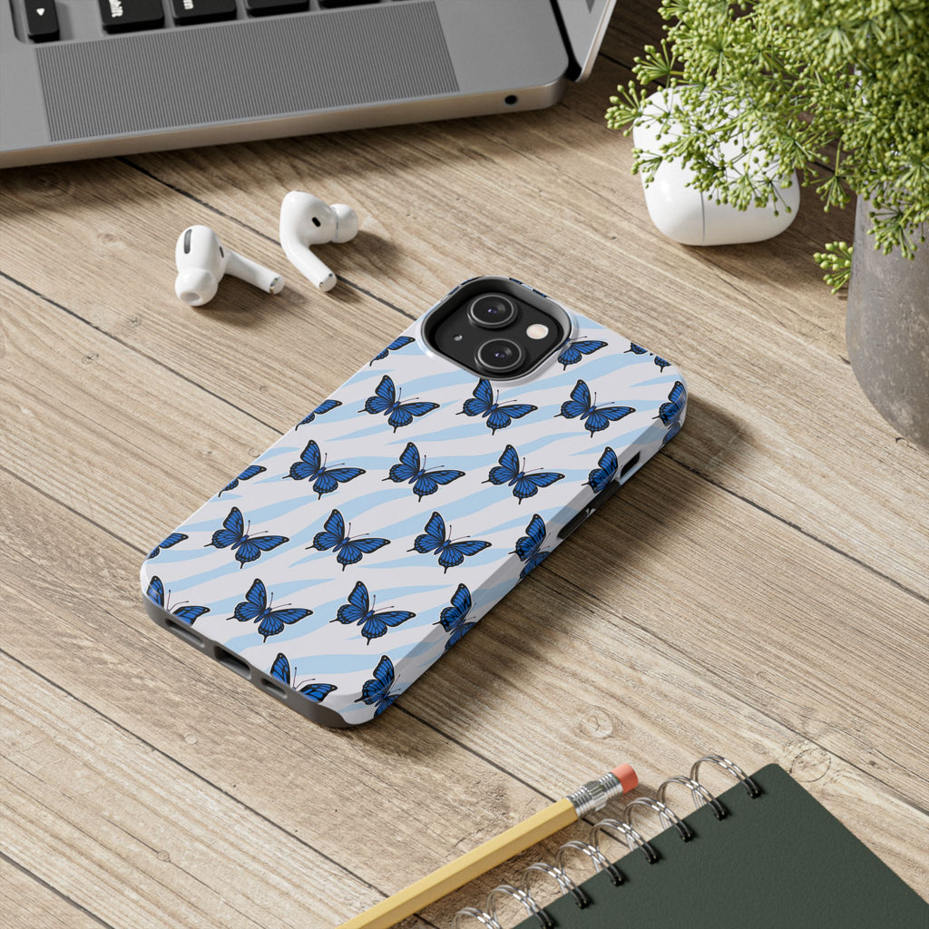 Blue Butterfly and Zebra— Tough Phone Case
