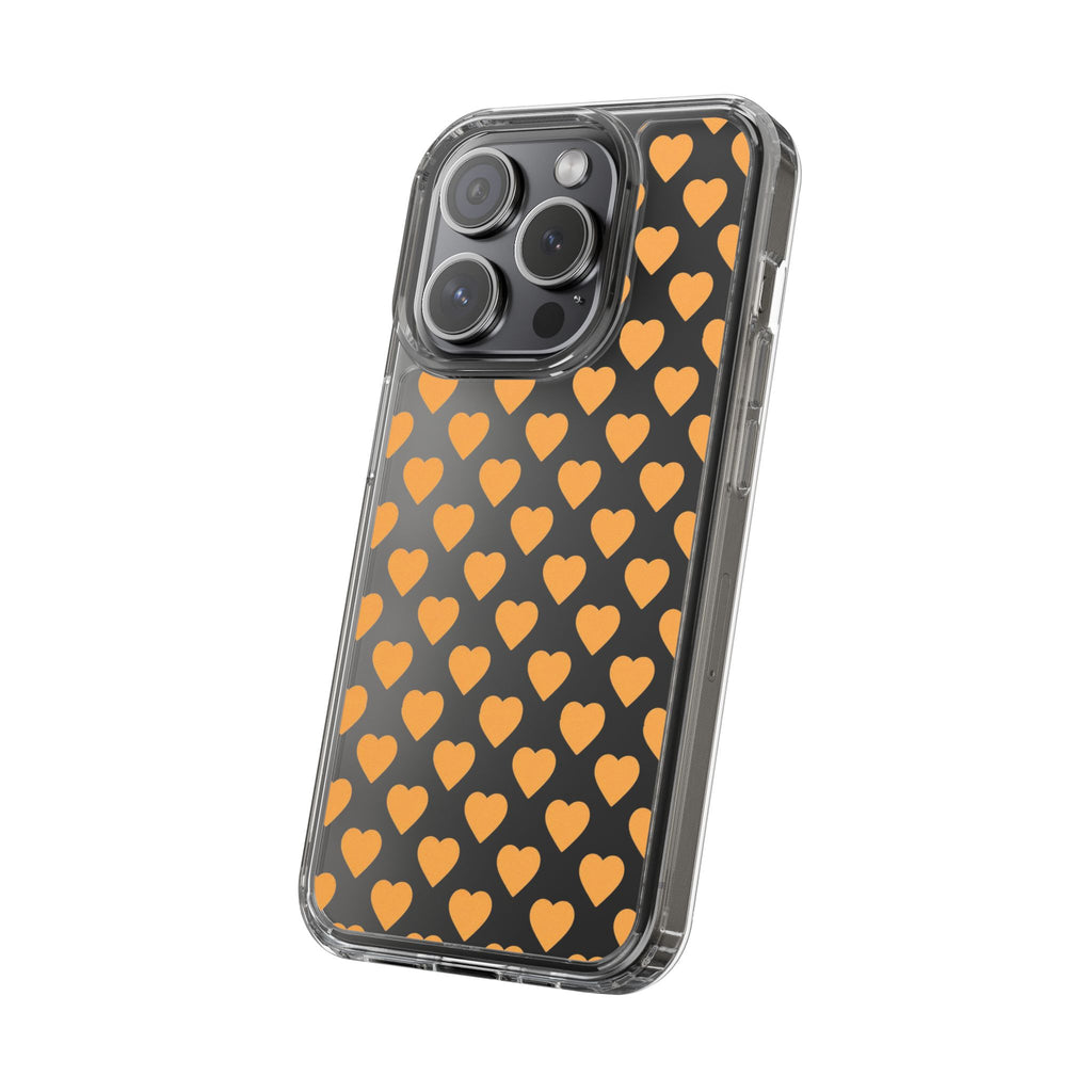 Orange Heart Pattern— Clear Phone Case