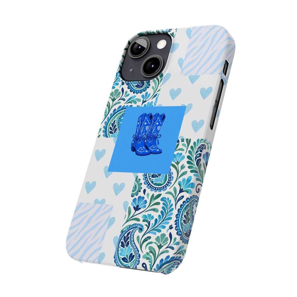 Blue Boot Multi Pattern  – Slim iphone Case