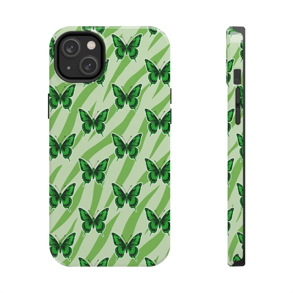 Green Butterfly and Zebra —Tough Phone Case