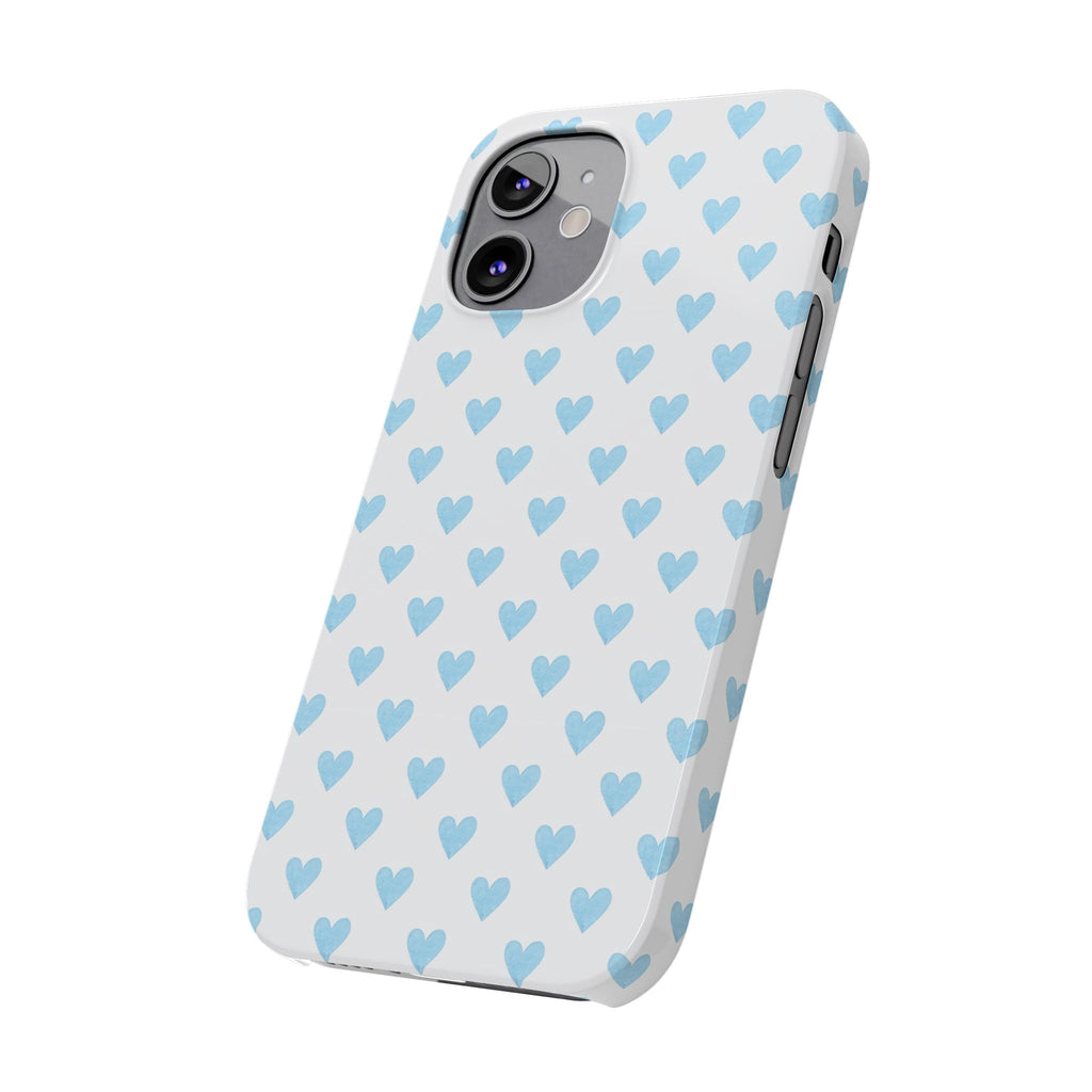 Blue Heart Pattern - Slim iphone Case