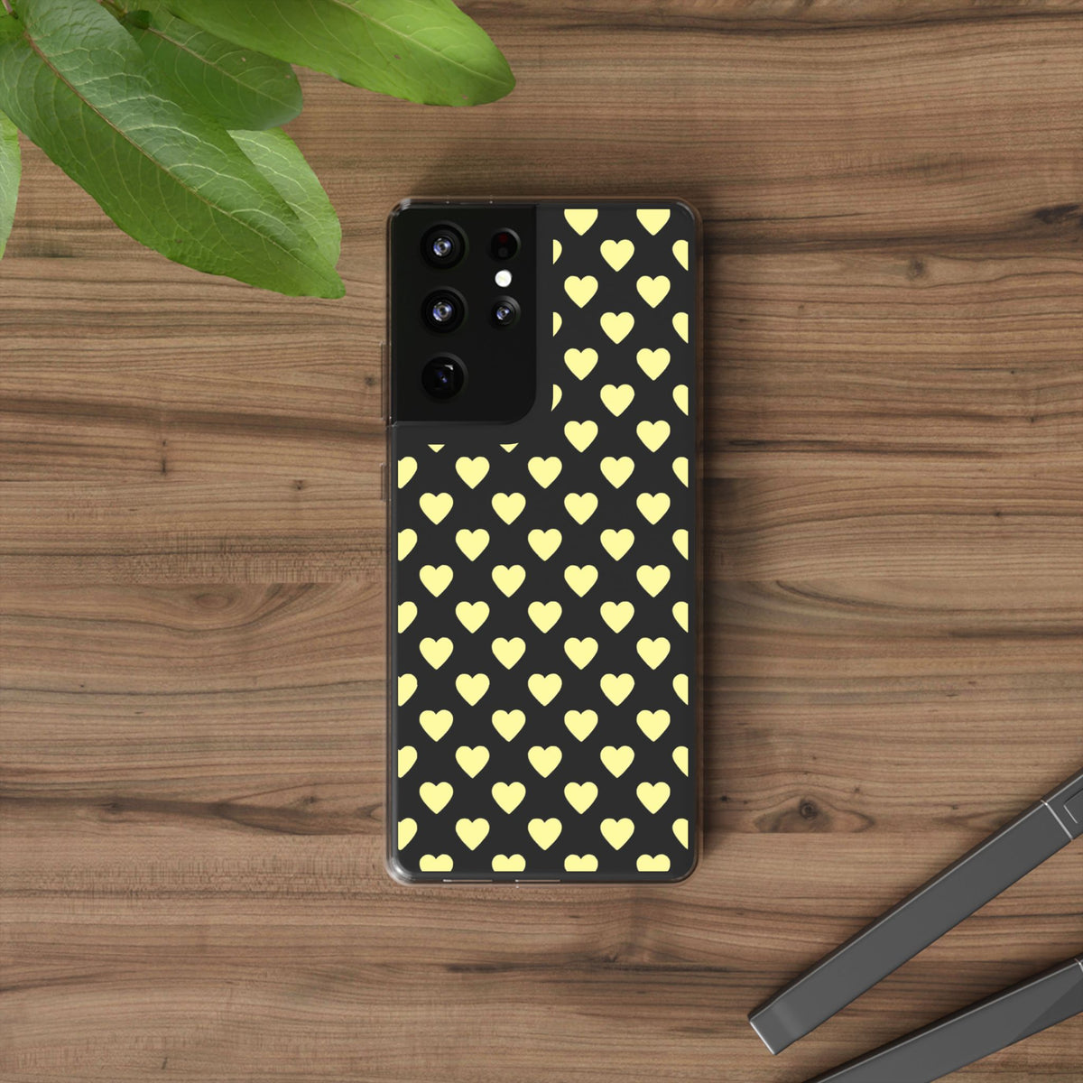 Yellow Heart Pattern — Clear Phone Case