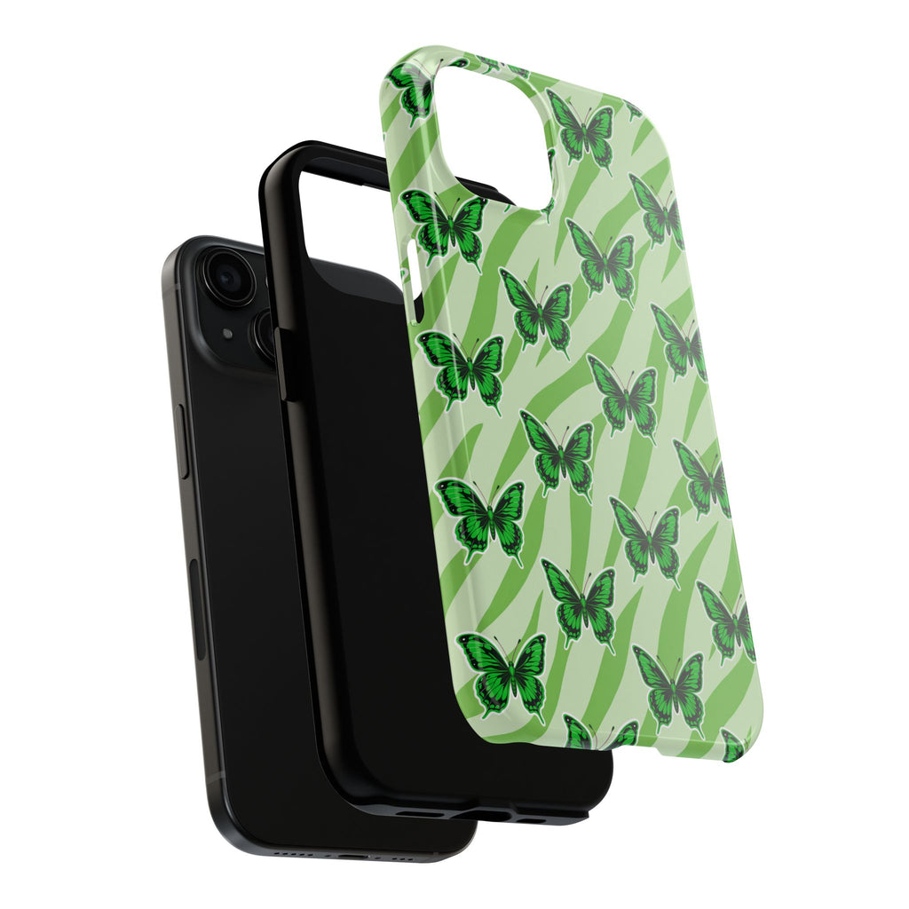 Green Butterfly and Zebra —Tough Phone Case