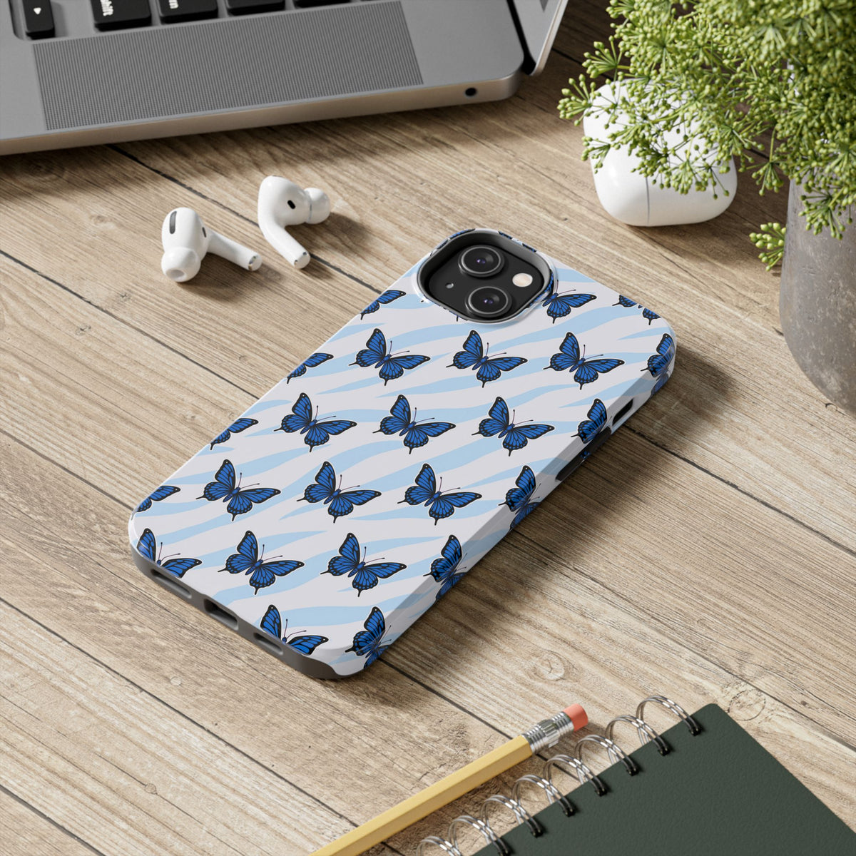 Blue Butterfly and Zebra— Tough Phone Case