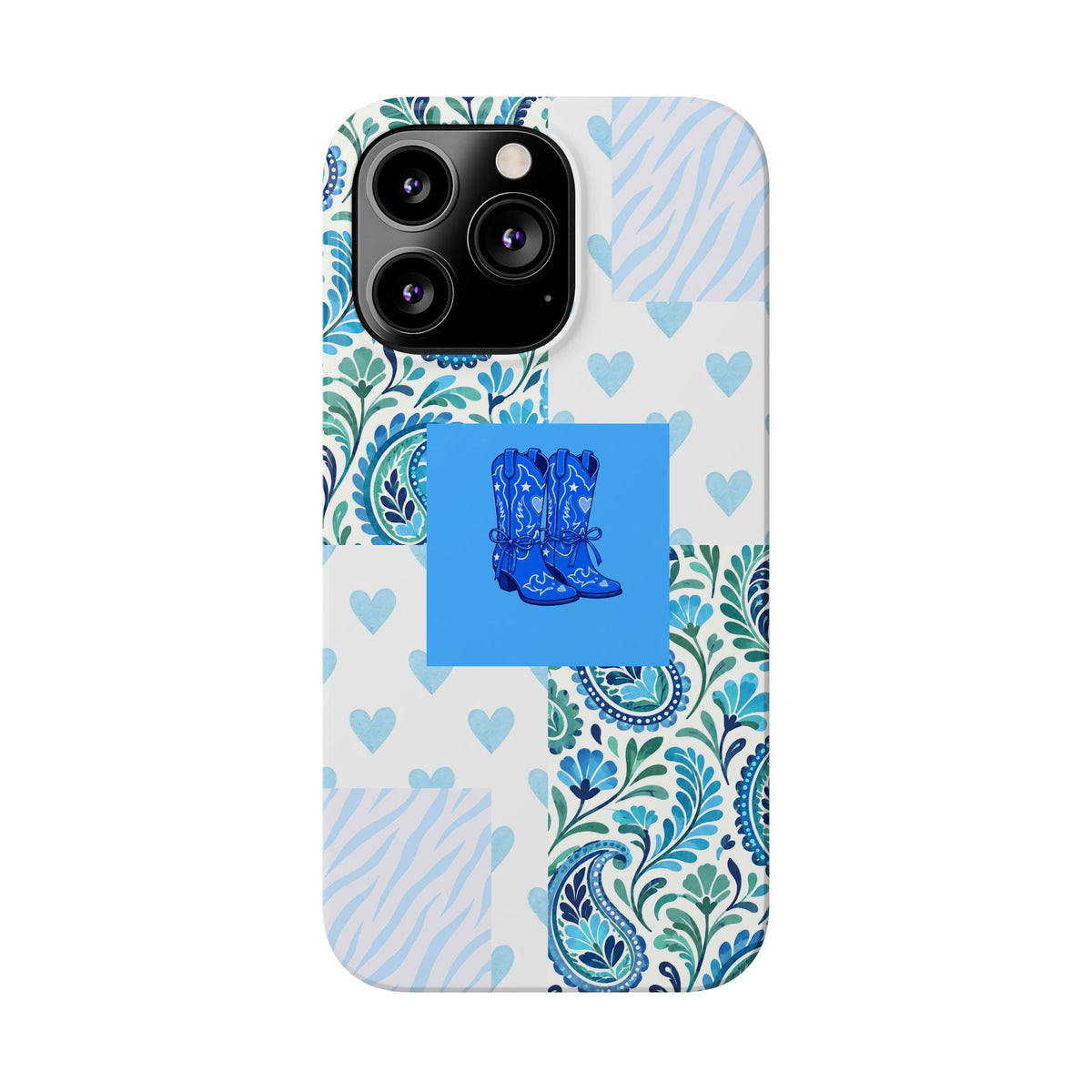 Blue Boot Multi Pattern  – Slim iphone Case