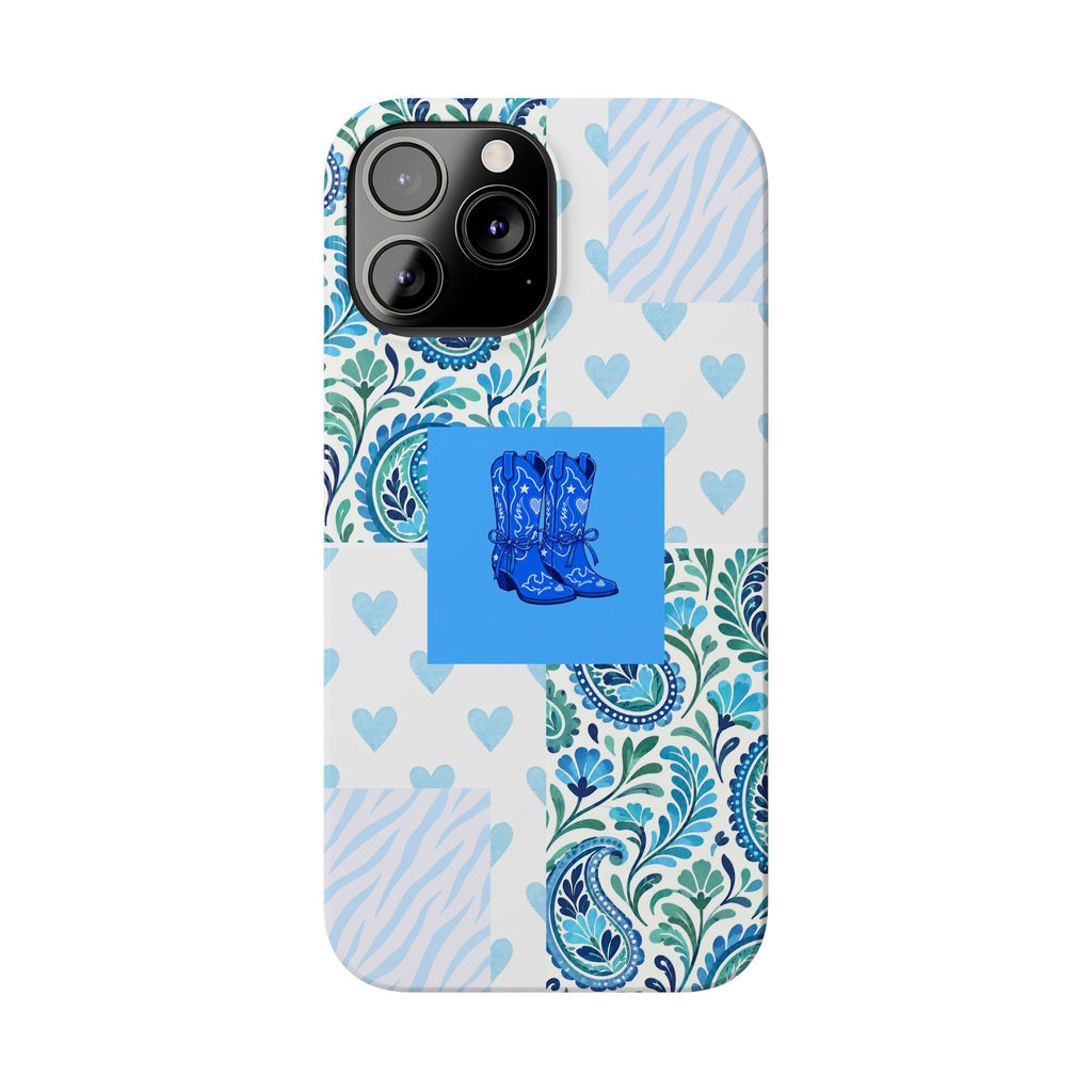 Blue Boot Multi Pattern  – Slim iphone Case