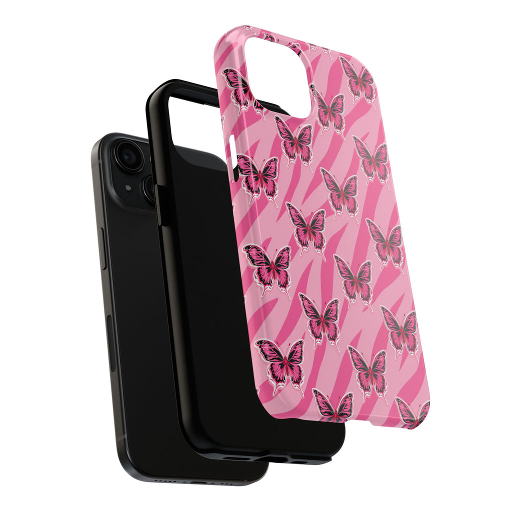 Pink Butterfly and Zebra— Tough Phone Case