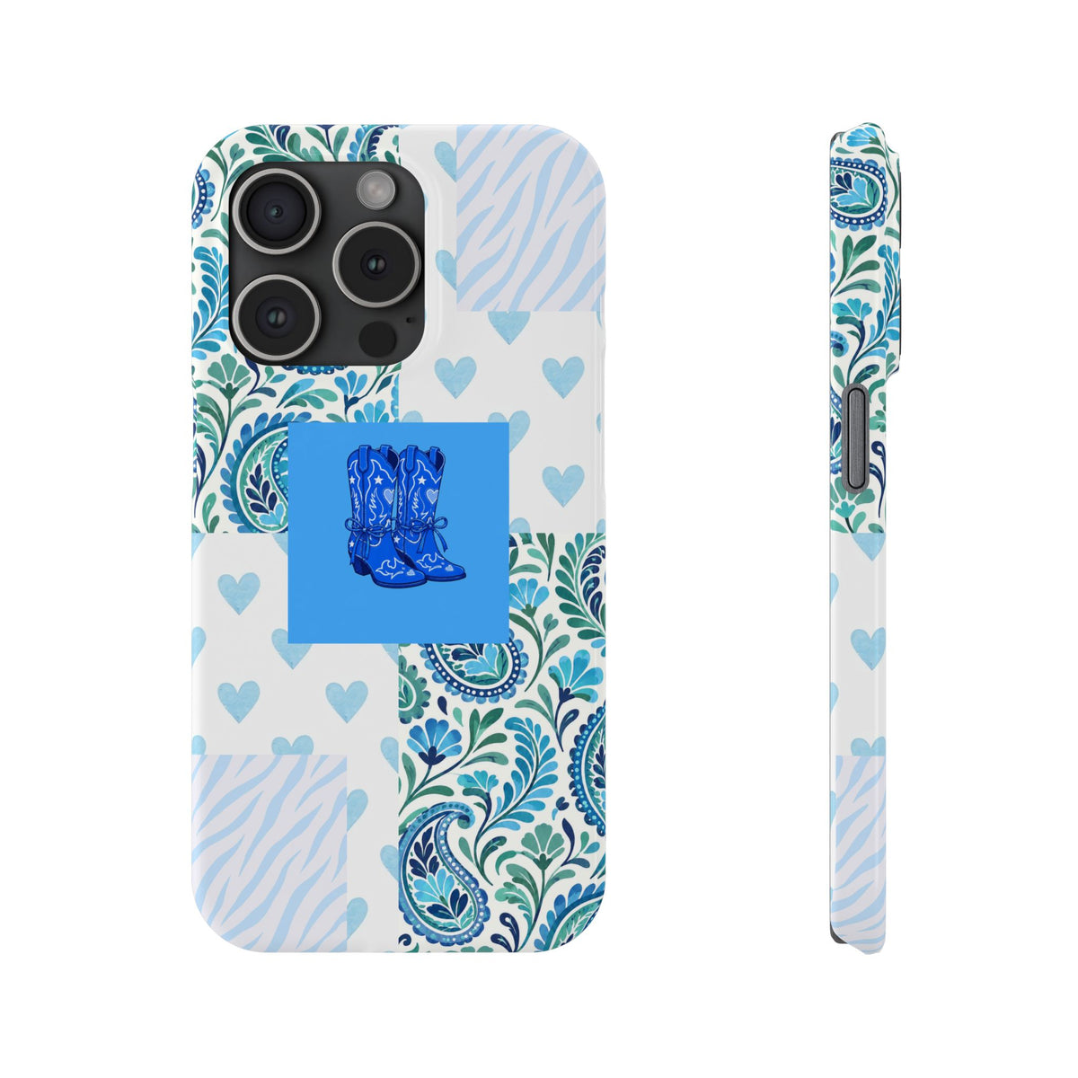 Blue Boot Multi Pattern  – Slim iphone Case