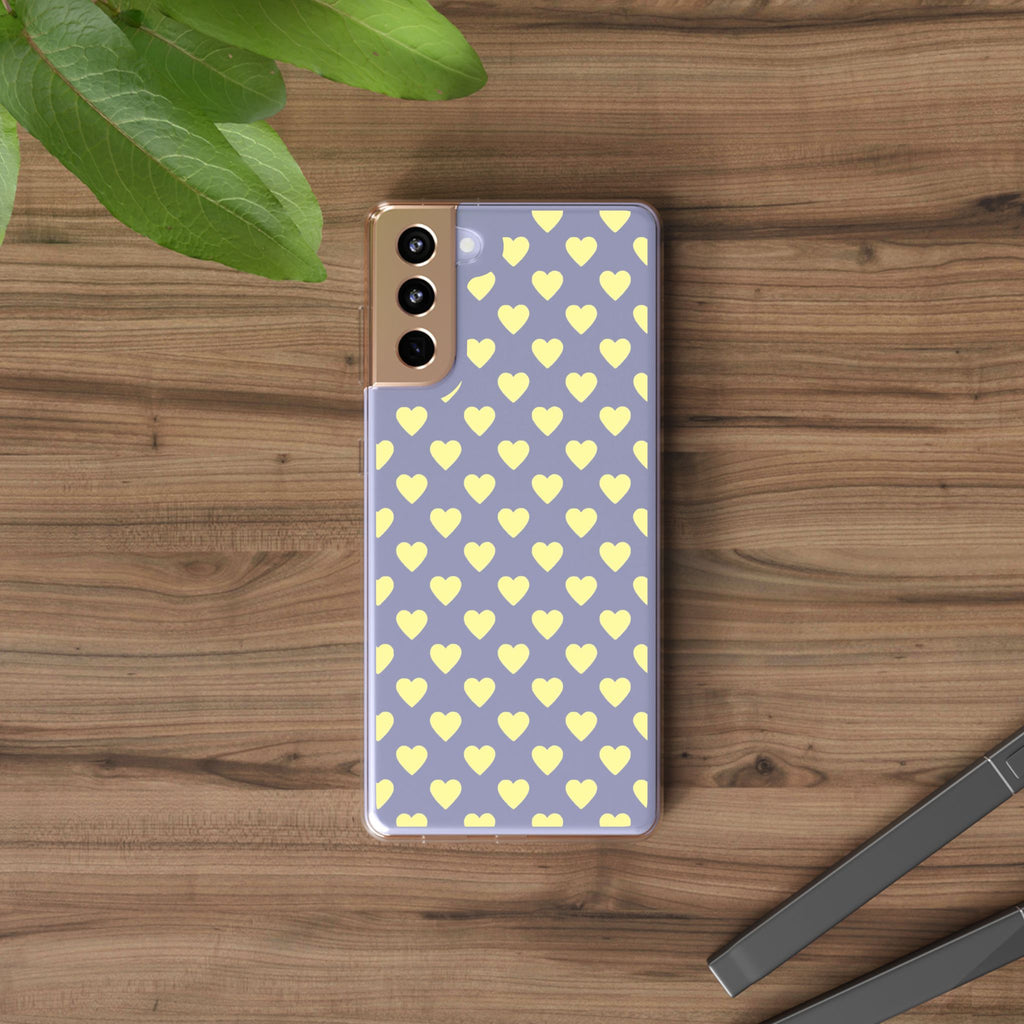 Yellow Heart Pattern — Clear Phone Case