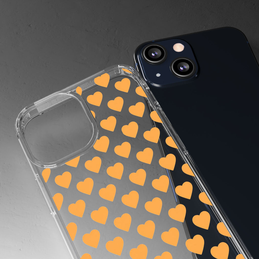 Orange Heart Pattern— Clear Phone Case