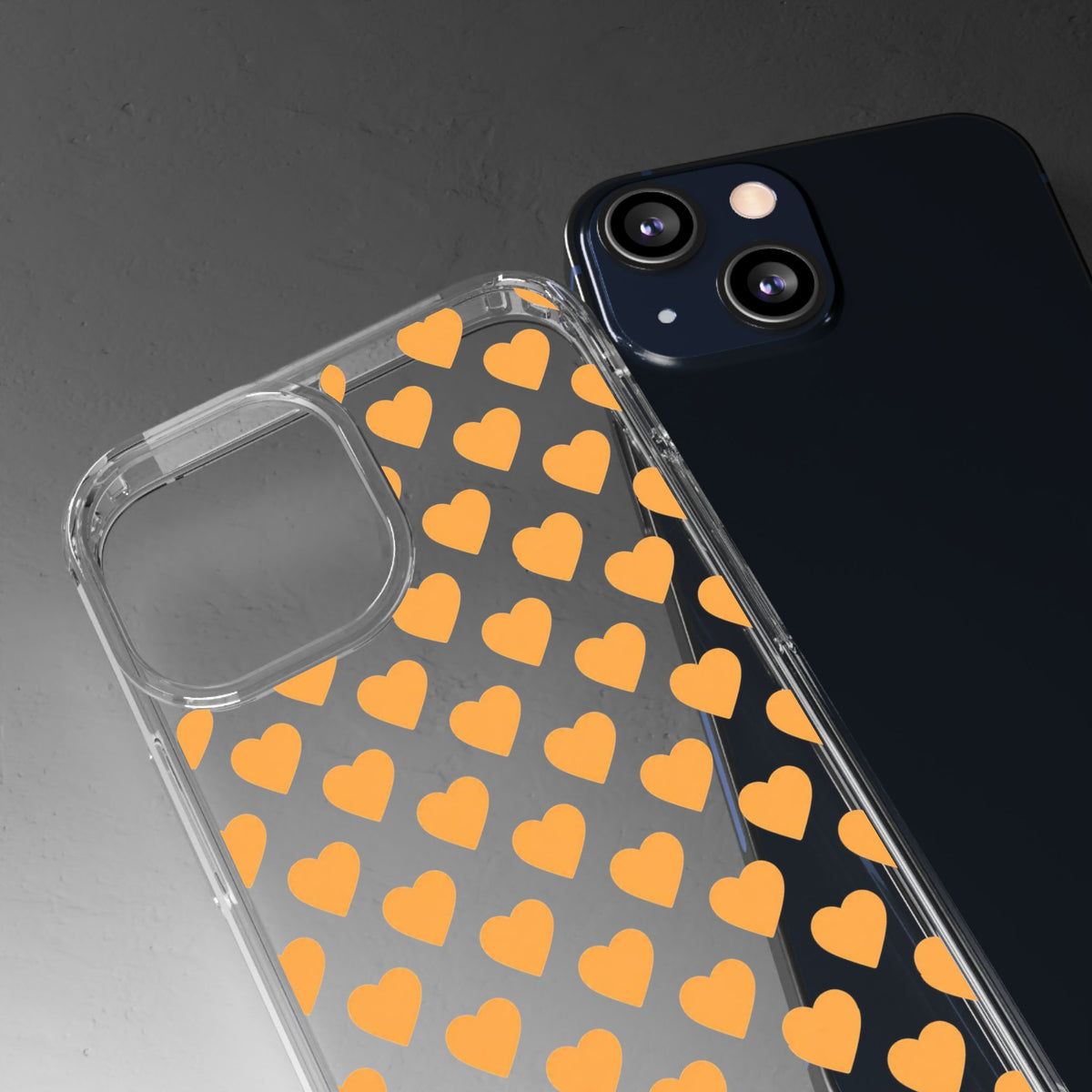 Orange Heart Pattern— Clear Phone Case