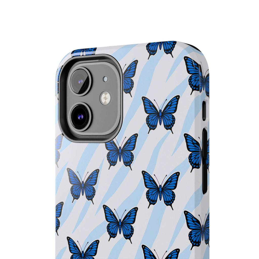 Blue Butterfly and Zebra— Tough Phone Case
