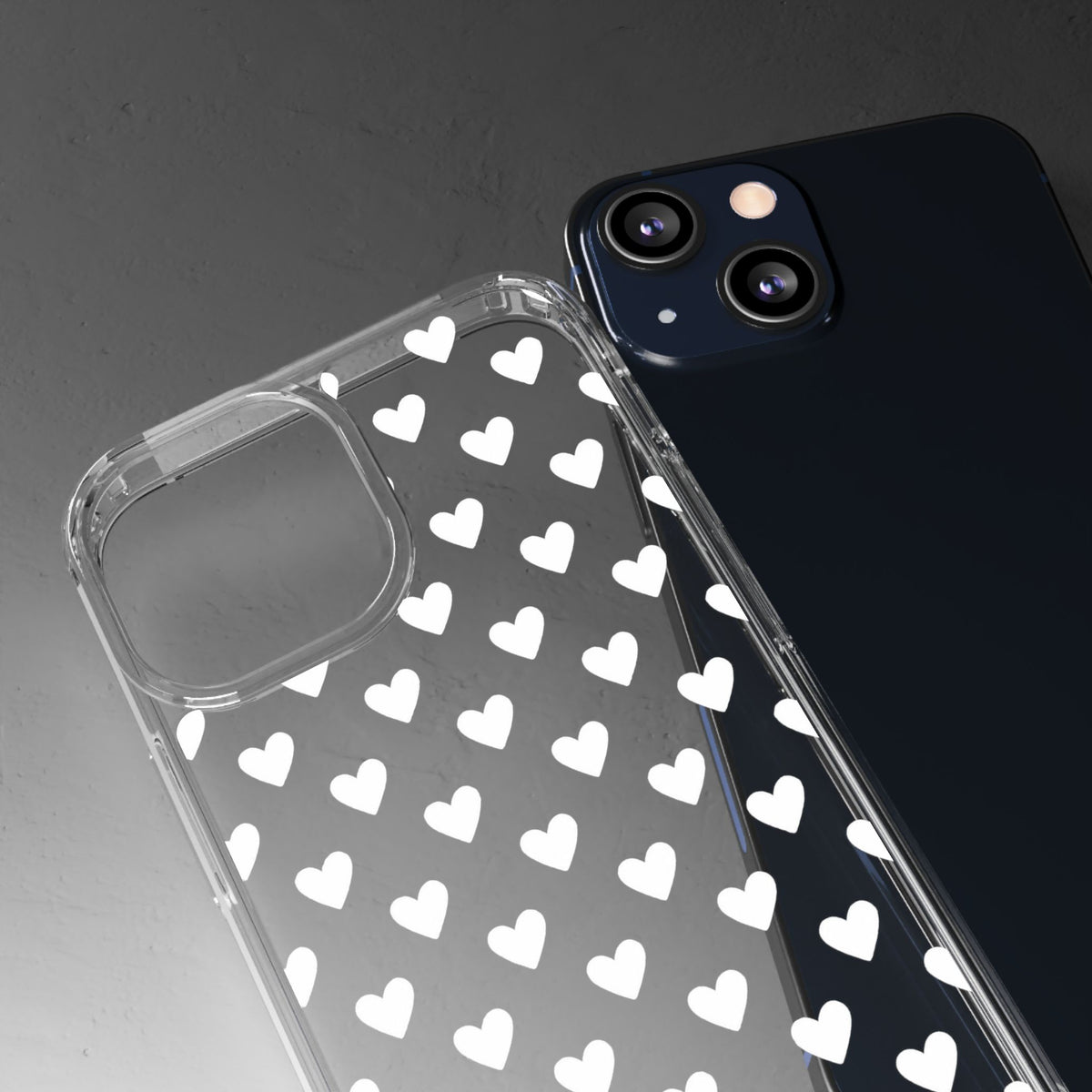 White Heart Pattern — Clear Phone Case