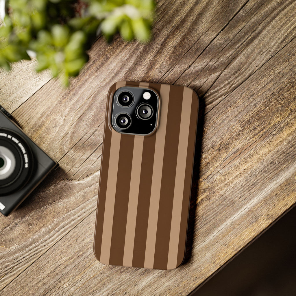 Retro Brown Stripes— Slim iphone Case