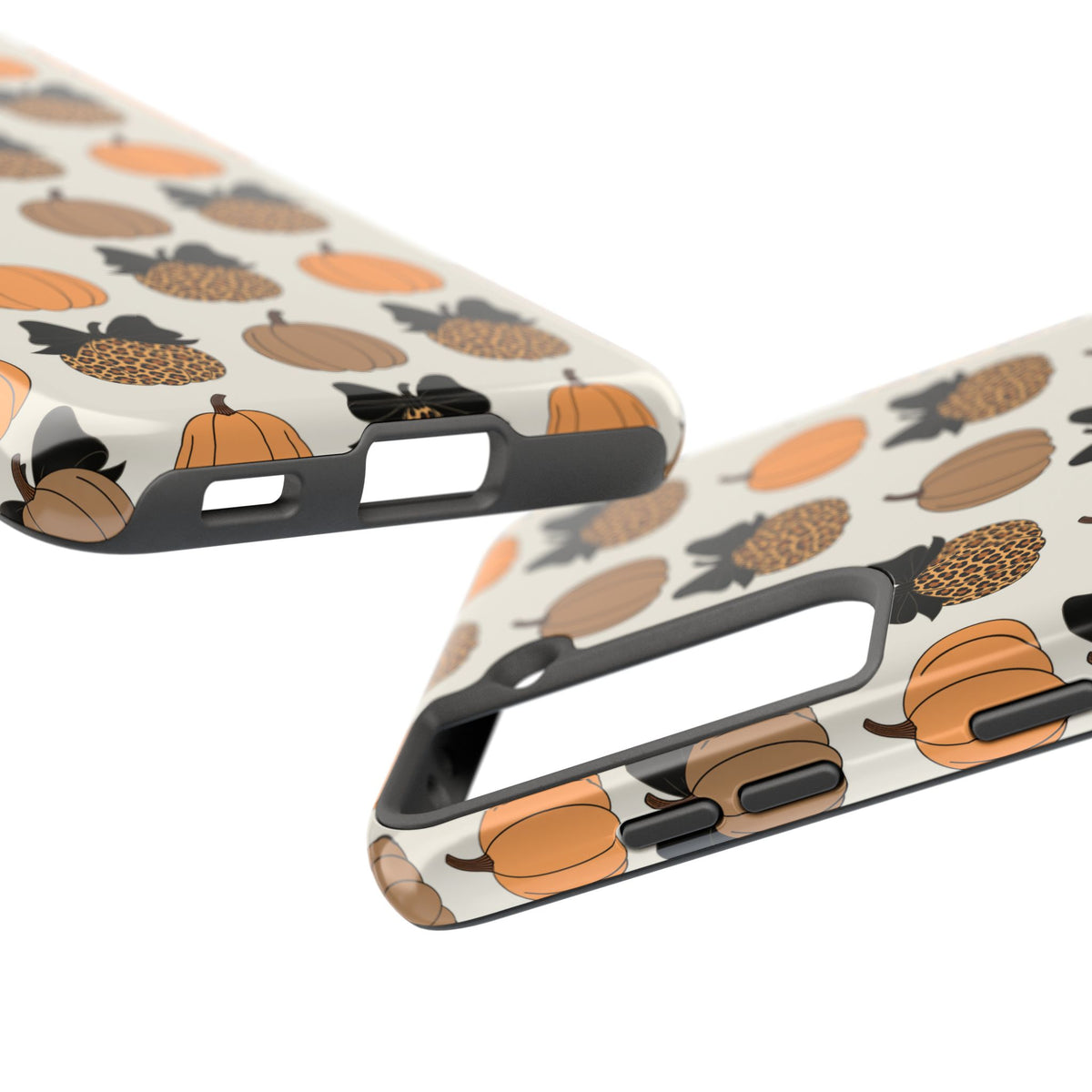 Leopard & Pumpkin Pattern Tough Phone Case — Fall Halloween Protective Cover