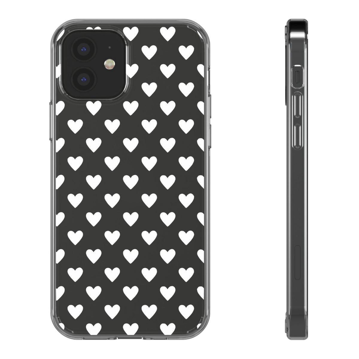 White Heart Pattern — Clear Phone Case